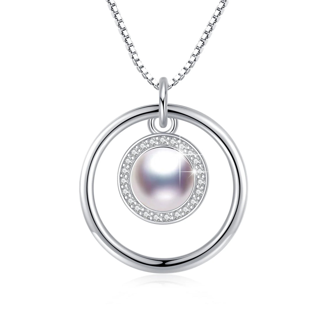 Pearl Necklace for Women – 925 Sterling Silver Pendant Necklace, Elegant Jewelry Gift for Mom, Daughter, Niece – Birthday or Christmas Present