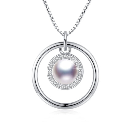 Pearl Necklace for Women – 925 Sterling Silver Pendant Necklace, Elegant Jewelry Gift for Mom, Daughter, Niece – Birthday or Christmas Present