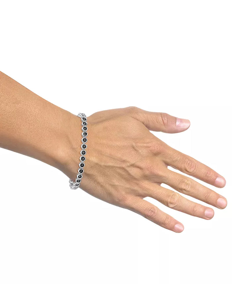 Men’s Black Diamond Tennis Bracelet – 3-1/2 Ct. T.W., Sterling Silver
