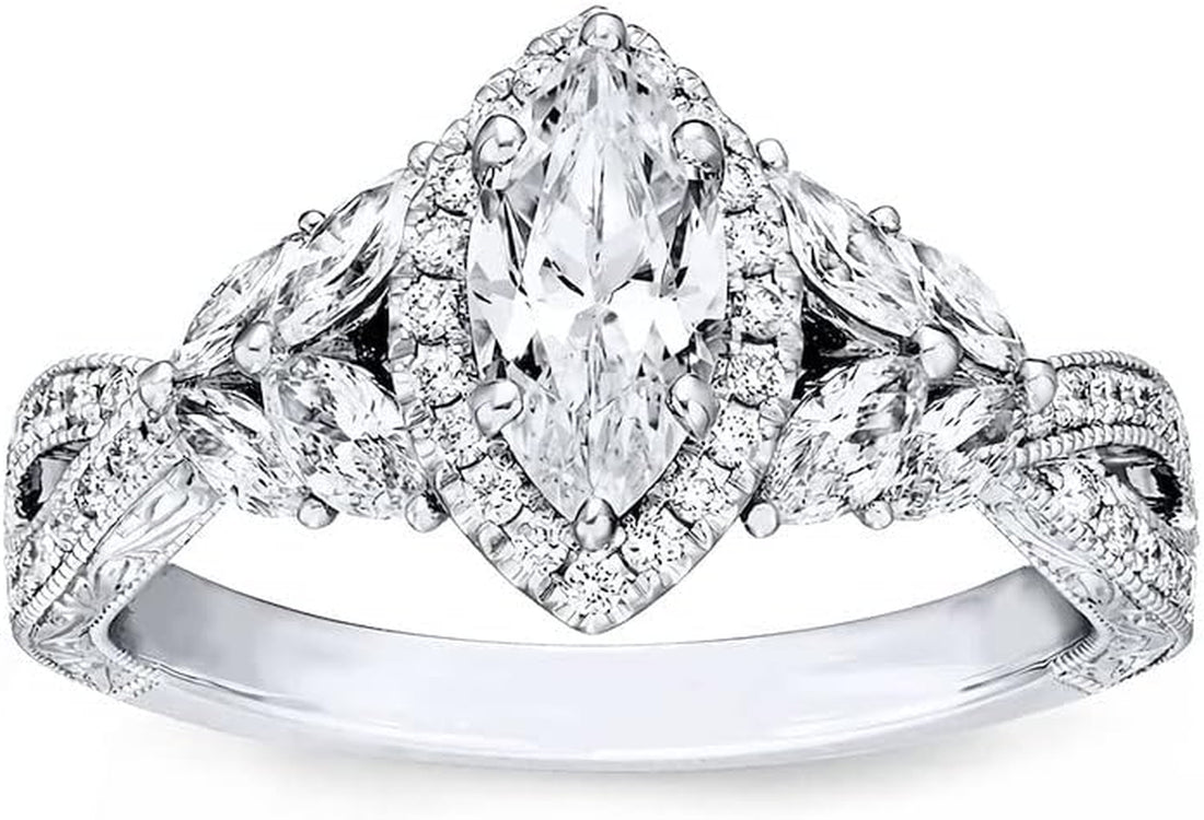 1.38 Carat Moissanite Engagement Ring – Platinum Plated 925 Sterling Silver Ring for Women | Brilliant Cut Solitaire Statement Ring