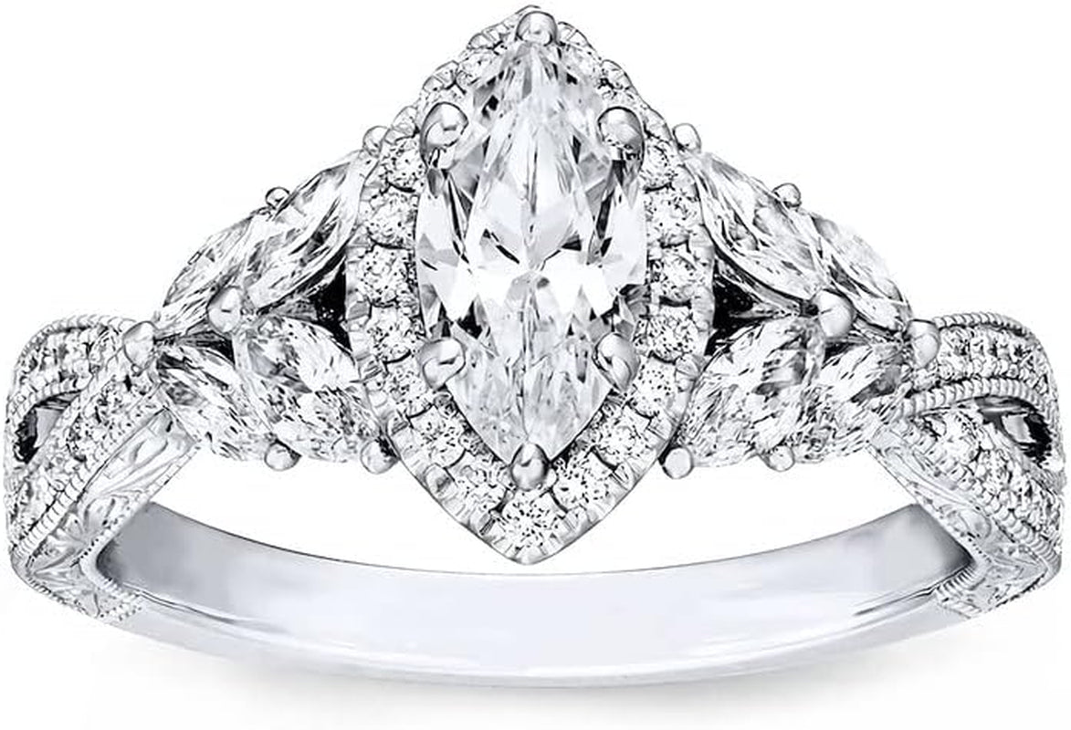 1.38 Carat Moissanite Engagement Ring – Platinum Plated 925 Sterling Silver Ring for Women | Brilliant Cut Solitaire Statement Ring