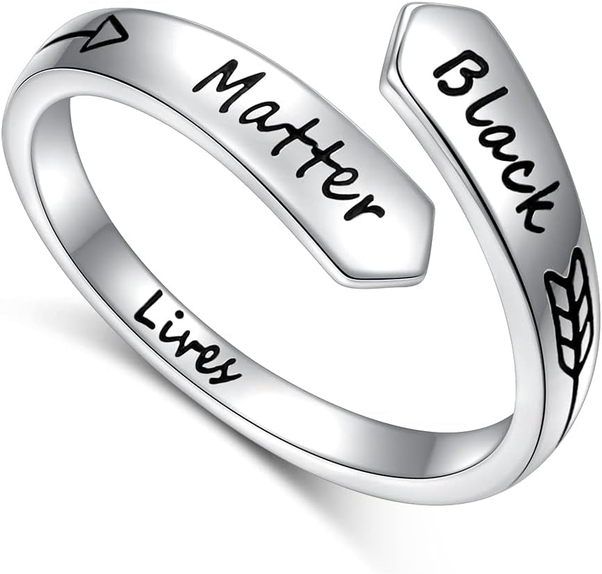 Inspirational Adjustable Ring for Women – 925 Sterling Silver Spiral Wrap &quot;I Am Enough / Keep Going&quot; Engraved Encouragement Jewelry
