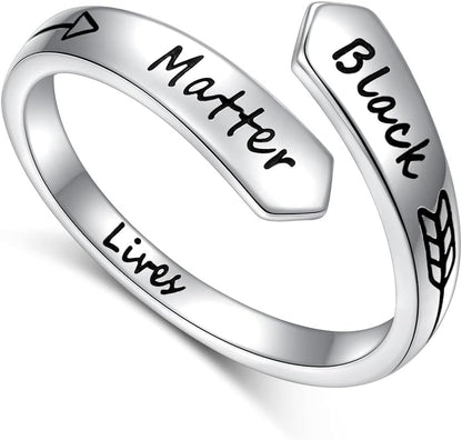 Inspirational Adjustable Ring for Women – 925 Sterling Silver Spiral Wrap &quot;I Am Enough / Keep Going&quot; Engraved Encouragement Jewelry