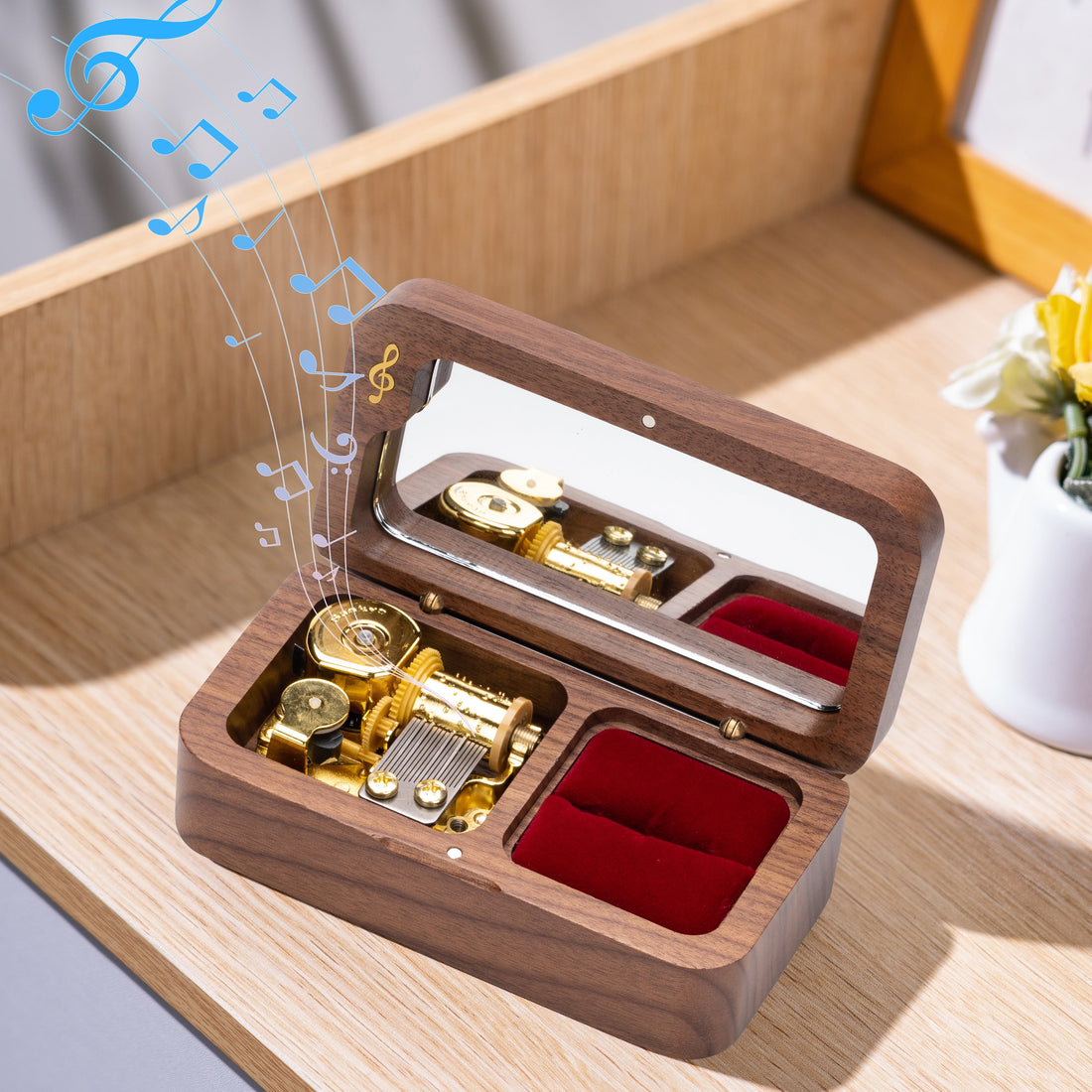 You Are My Sunshine Music Box – Walnut Wood Gift for Women, Moms, Daughters, Wives &amp; Sisters