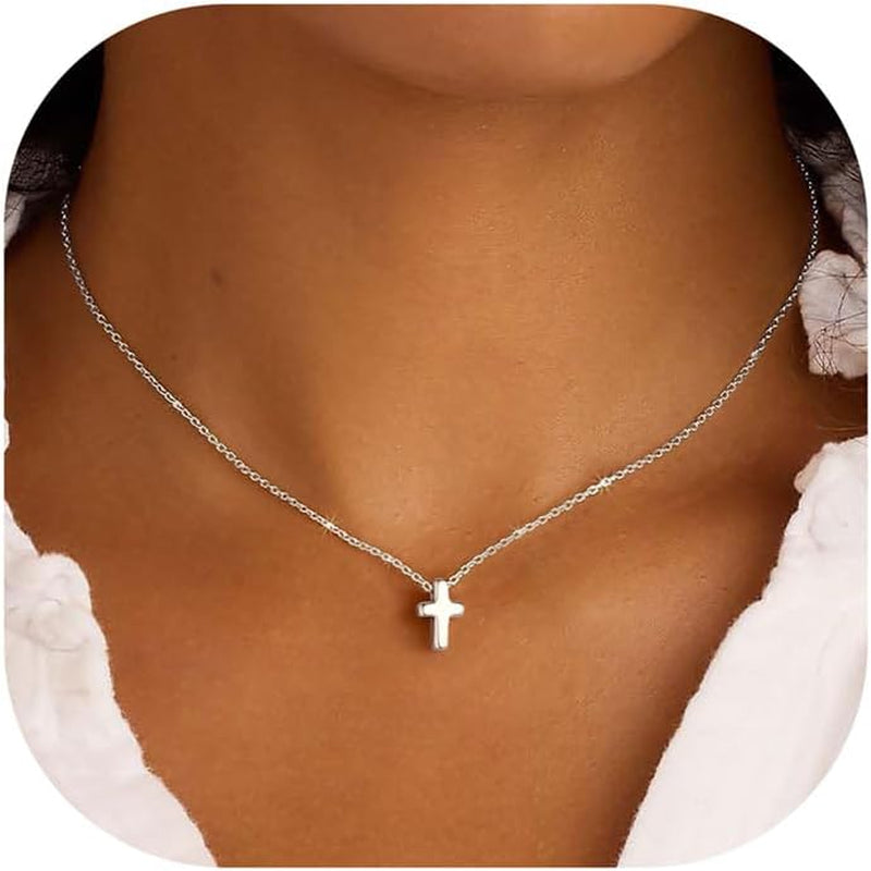  Cross Necklace for Women – Bubble 3D Sideways Cross Pendant: