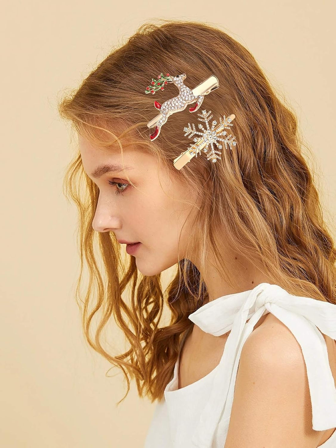 🎄 Christmas Hair Clips – Sparkling Rhinestone Hairpins  Christmas Tree, Bells, Snowflake &amp; Reindeer Hair Barrettes – Perfect Holiday Hair Accessories for Women