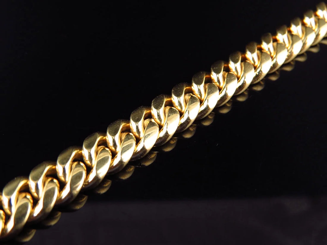 10K Solid Yellow Gold Miami Cuban Link Bracelet for Men – 8.5 Inch, 9mm Wide
