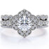 Unique 1.75 Carat Real Moissanite Wedding Trio Ring Set – Engagement Ring with 2 Wedding Bands in 18K Gold over Silver