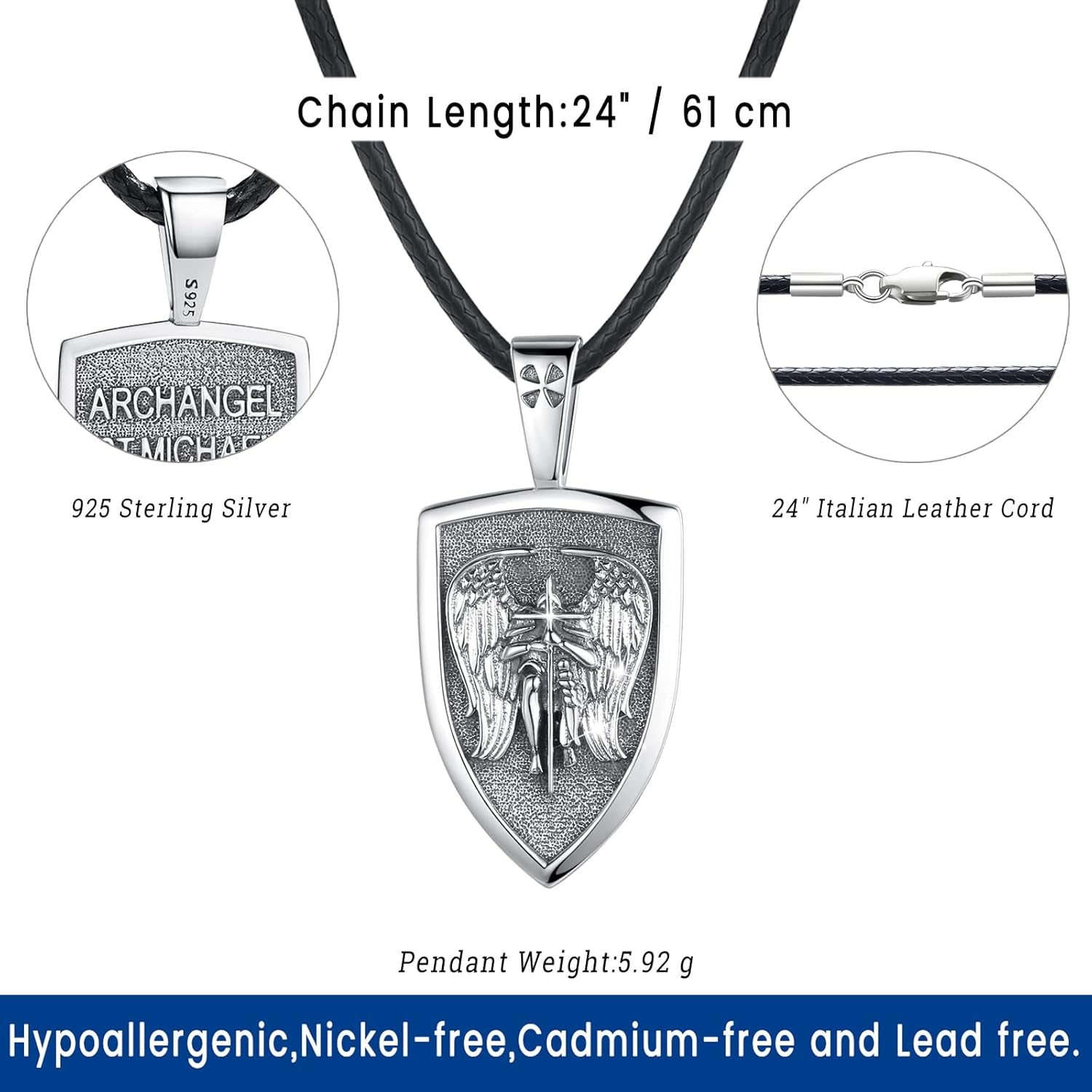 Saint Necklace Sterling Silver 925 – Protection Jewelry Pendant for Men &amp; Women