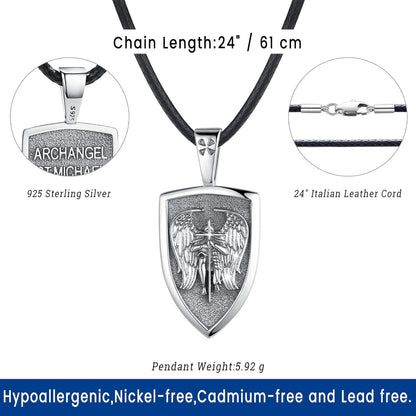 Saint Necklace Sterling Silver 925 – Protection Jewelry Pendant for Men &amp; Women