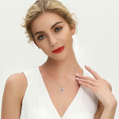 Stethoscope Cross Pendant Necklace 925 Sterling Silver Angel Wings Heart Nurse Jewelry for Women