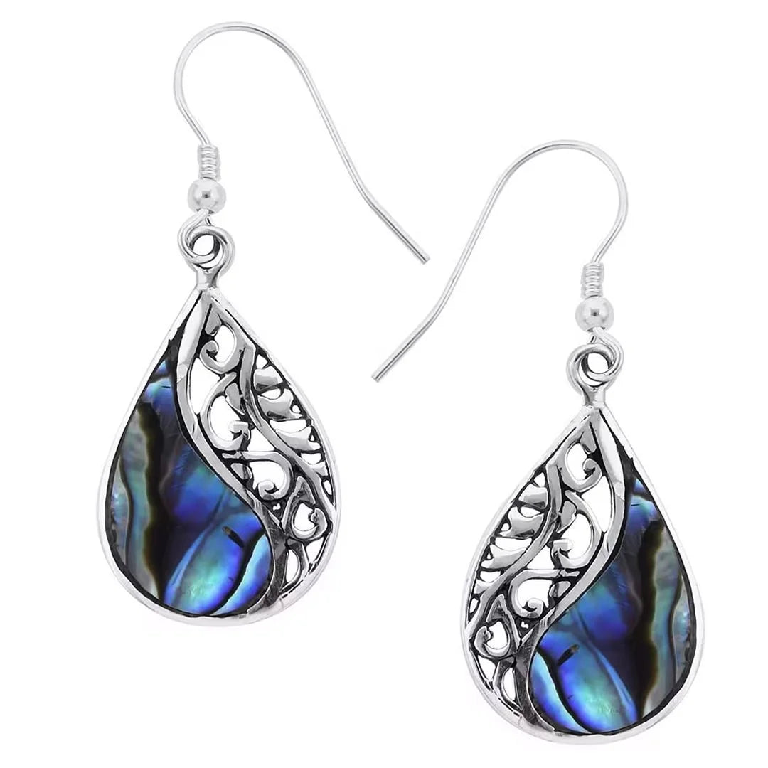 Abalone Shell Earrings for Women – Boho Beach Style in 925 Sterling Silver