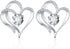 Love Heart Earrings for Women 925 Sterling Silver Gold Plated Zirconia April Birthstone Stud Earrings for Mother Wife Sister Birthday Valentine&