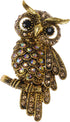 Antique Multicolored Crystal Rhinestone Owl Brooch