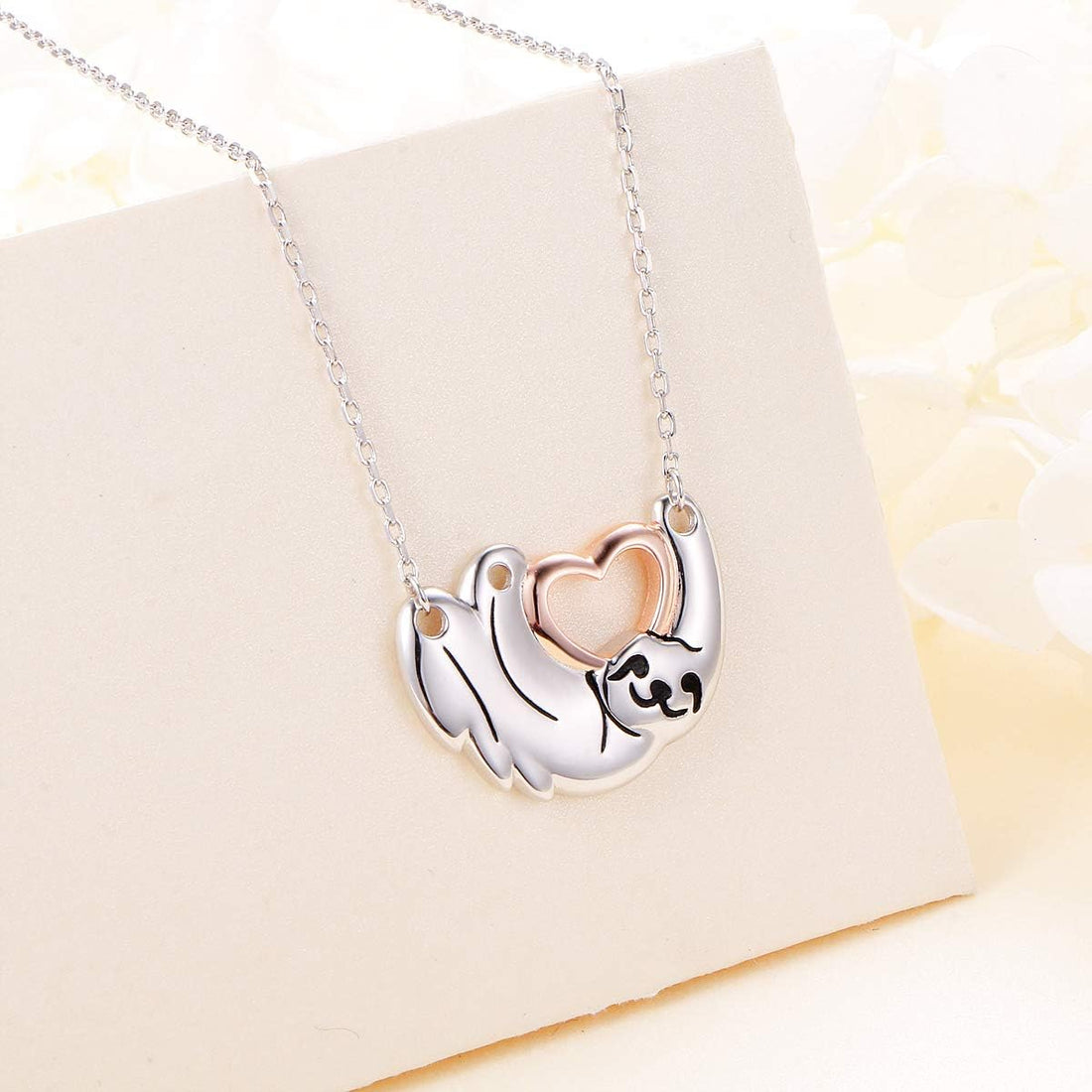 925 Sterling Silver Cute Animal Sloth Jewelry Set – Heart Earrings, Bracelet, Ring &amp; Pendant Necklace Gift for Women &amp; Teens