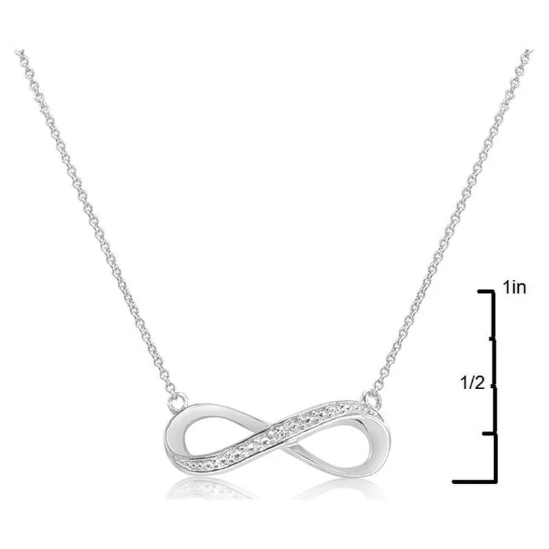 Diamond Infinity Necklace for Women – 925 Sterling Silver with Genuine Diamond, 18-Inch Chain, Amanda Rose Collection Gift Box