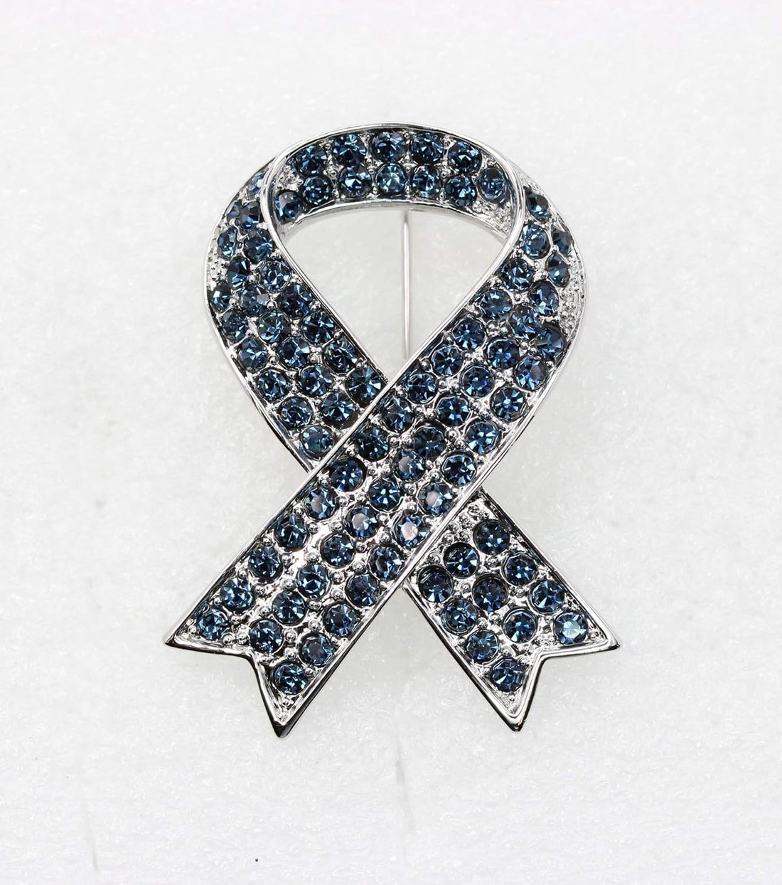 Gorgeous Rhinestone Crystal Awareness Ribbon Brooch Pin – Elegant Support Accessory