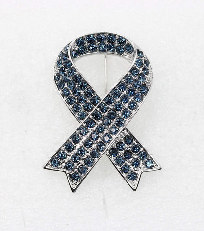 Gorgeous Rhinestone Crystal Awareness Ribbon Brooch Pin – Elegant Support Accessory