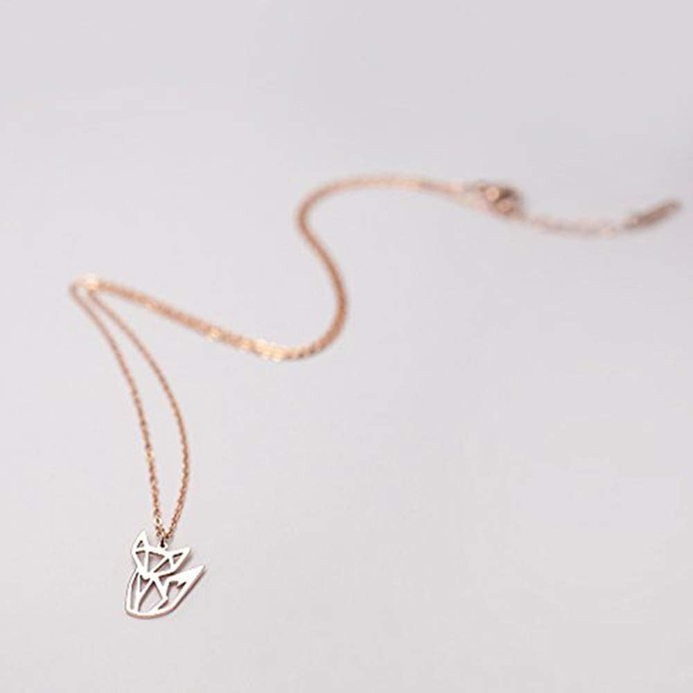 Fox Necklace in Rose Gold – Origami Fox Pendant Necklace for Women, Animal Jewelry Gift