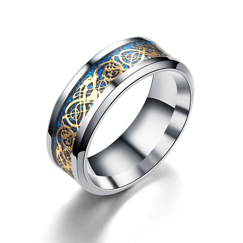 Celtic Dragon Band Ring – Bold Gold-Plated Stainless Steel for Men &amp; Women