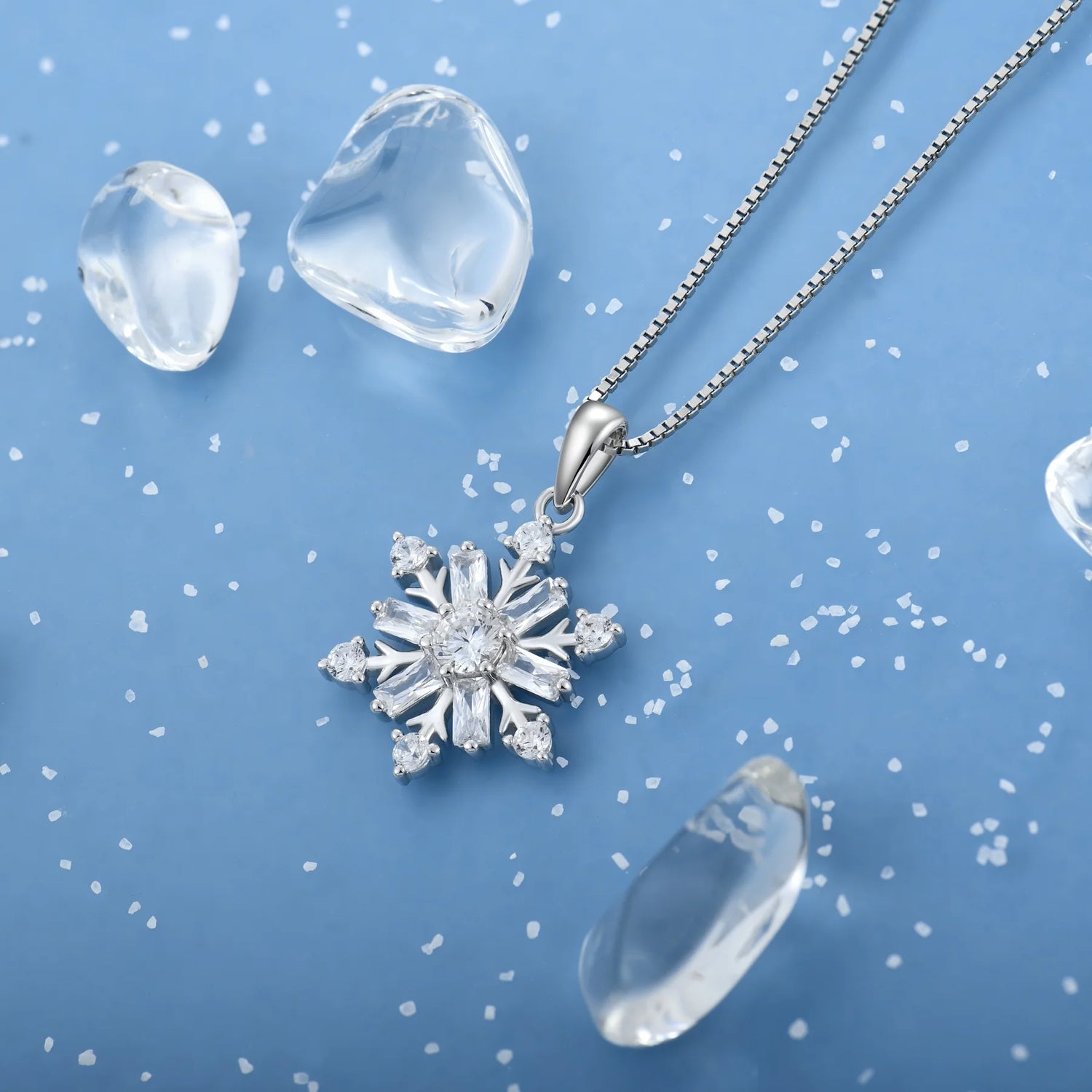 ❄️ 925 Sterling Silver Snowflake Necklace with April Cubic Zirconia Pendant  Elegant Christmas Jewelry Gift for Women