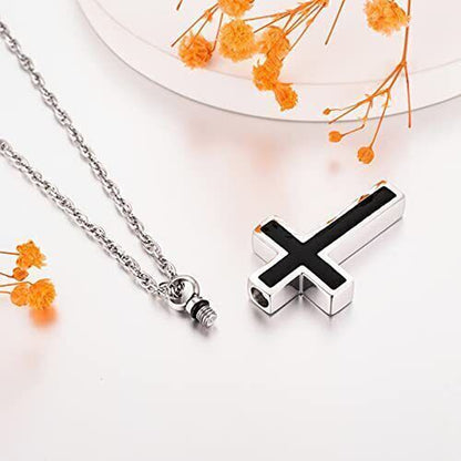 Cross Ashes Necklace – Cremation Memorial Jewelry for Human Ashes