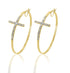 Women’s 14K Gold Plated Sterling Silver Crystal Cross Round Hoop Earrings – Adult Fashion Jewelry