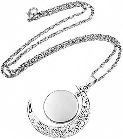 Zodiac Constellation Crescent Necklace – Luminous Gemstone Pendant on Long Sweater Chain