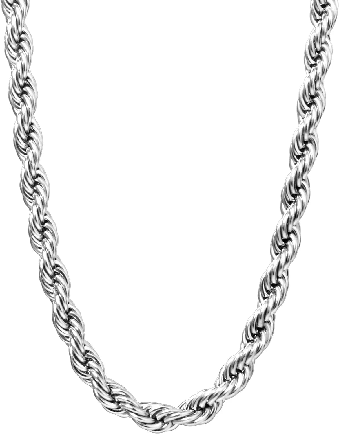 Gold Rope Chain Necklace for Men &amp; Women – 18K Gold Plated Stainless Steel, 2.5mm, 3mm &amp; 4mm
