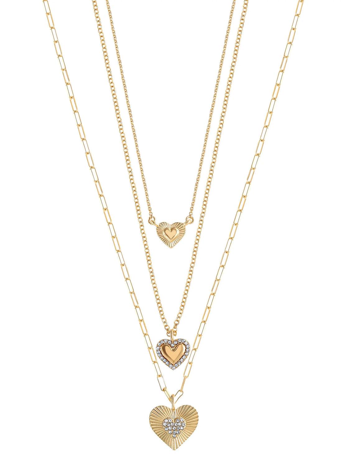 Fashion Gold Layered Heart Necklace – Trendy Metal Jewelry for Women
