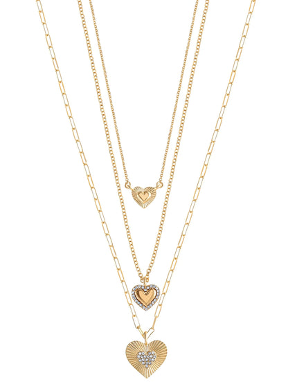 Fashion Gold Layered Heart Necklace – Trendy Metal Jewelry for Women