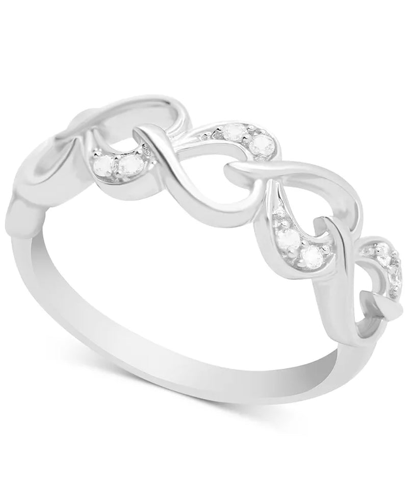 Diamond Heart Chain Ring (1/10 Ct. T.W.) in Sterling Silver