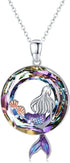 Mermaid Crystal Ocean Pendant Necklace – Sterling Silver