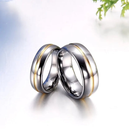 Couple Inset Tungsten Carbide Ring – 6/8mm Wedding, Engagement &amp; Anniversary Band for Him &amp; Her