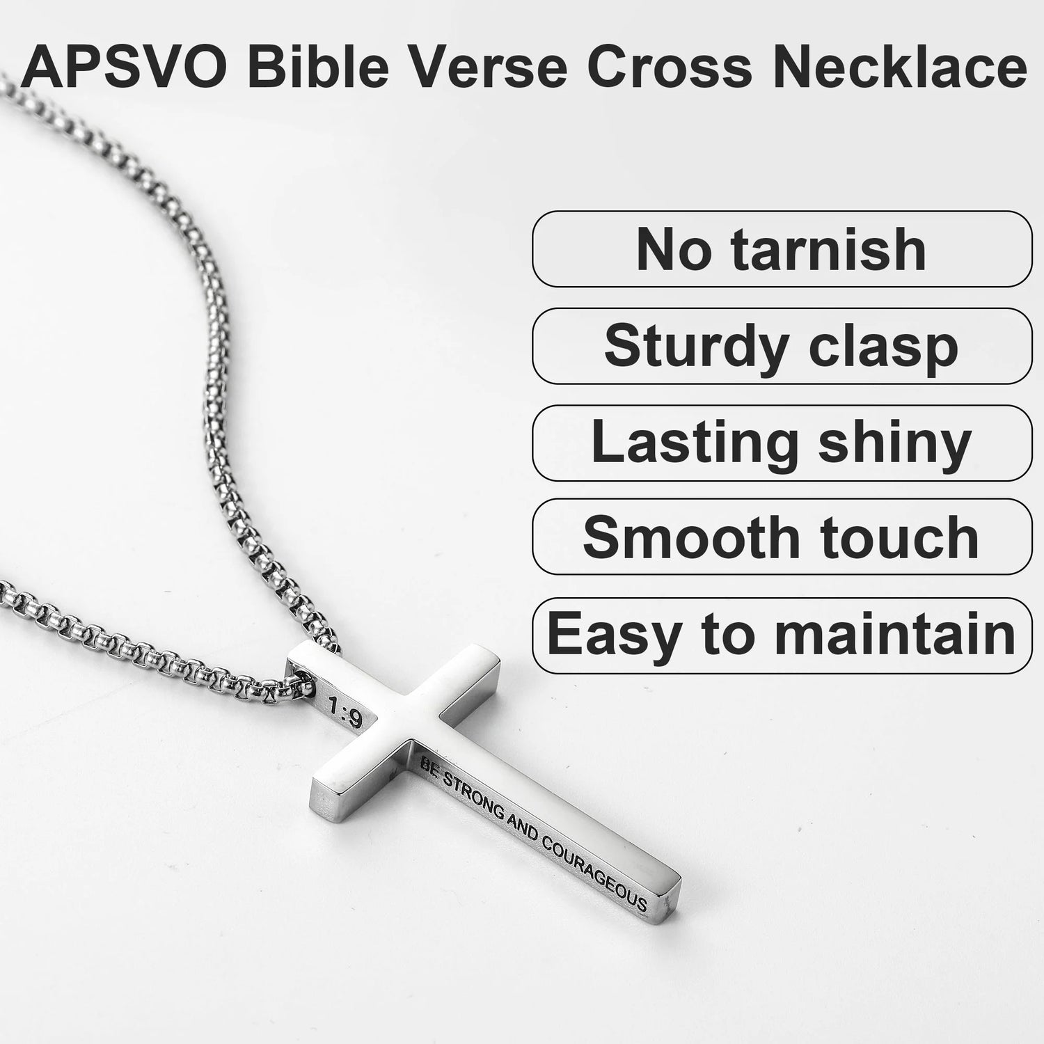 Silver Cross Necklace for Men &amp; Boys – Stainless Steel Pendant Chain, Christian Religious Jewelry Gift
