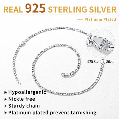 Italian S925 Sterling Silver 3mm Figaro Chain Necklace – Unisex Jewelry Gift for Men &amp; Women, Ideal for Birthdays, Anniversaries &amp; Special Occasions