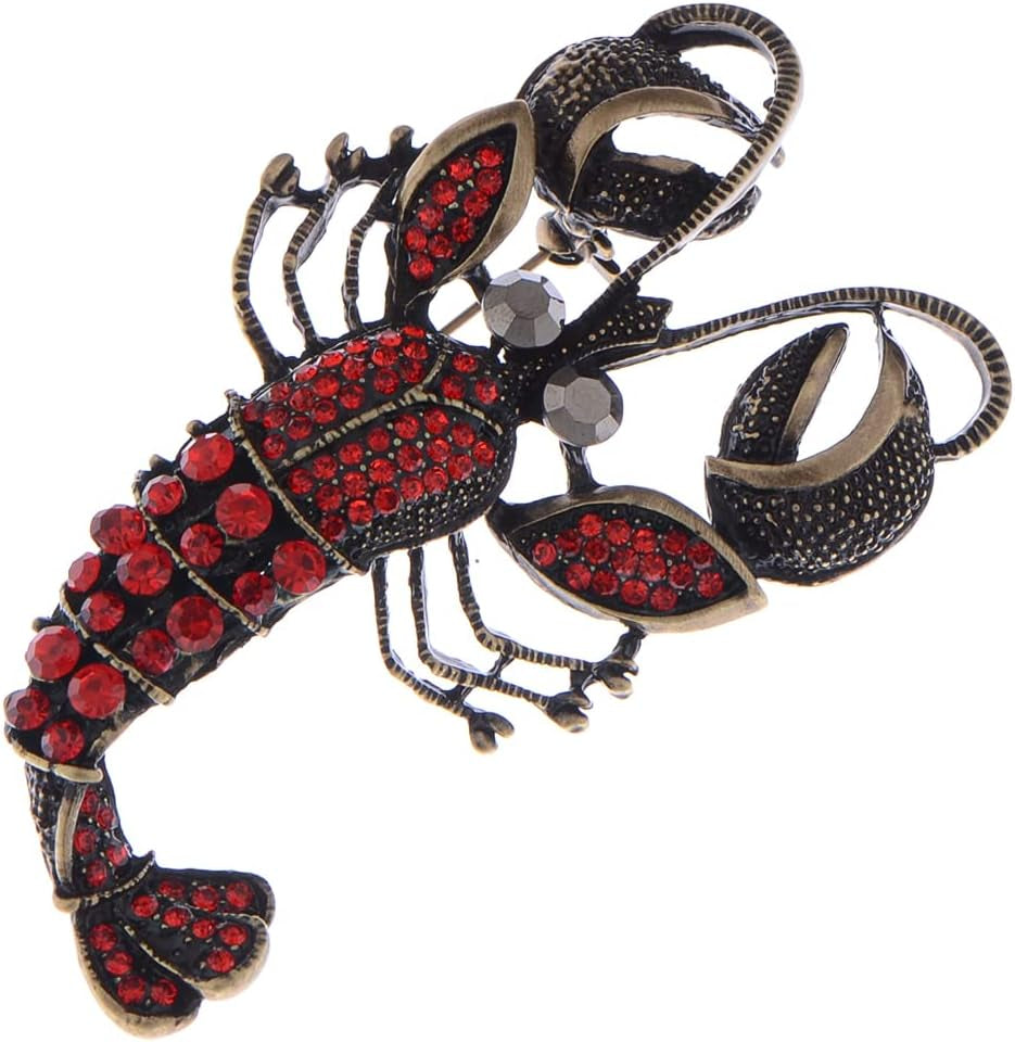 Vintage-Inspired Crystal Rhinestone Lobster Fashion Pin – Elegant Retro Brooch