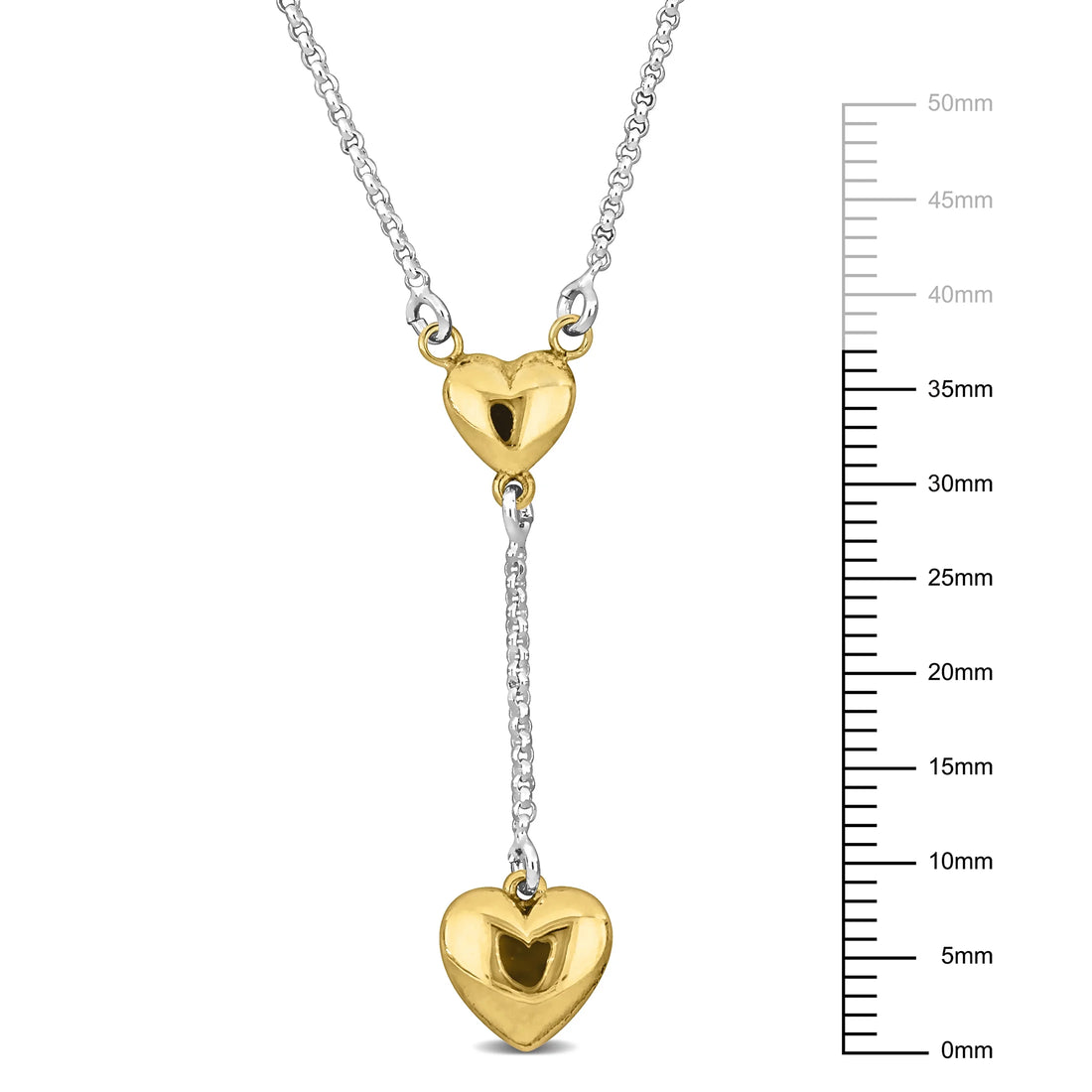 The Everly Two-Tone Sterling Silver Heart Drop Lariat Necklace – Made in Italy