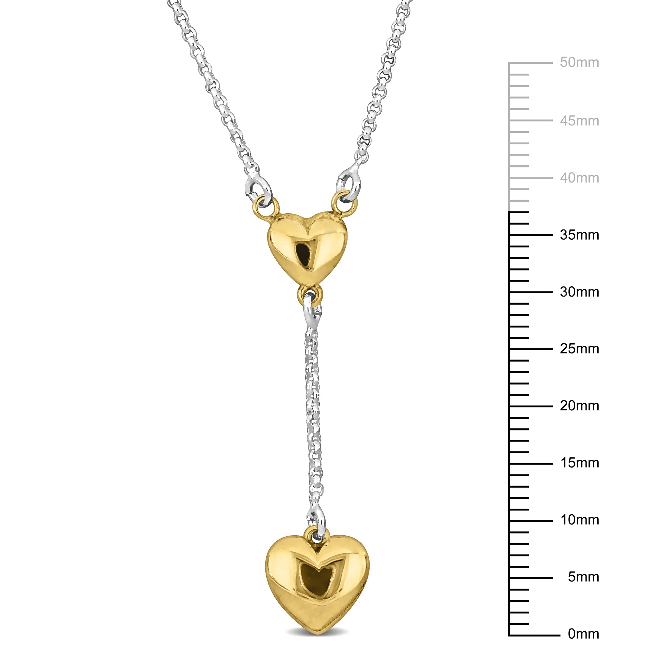 The Everly Two-Tone Sterling Silver Heart Drop Lariat Necklace – Made in Italy