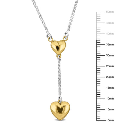 The Everly Two-Tone Sterling Silver Heart Drop Lariat Necklace – Made in Italy