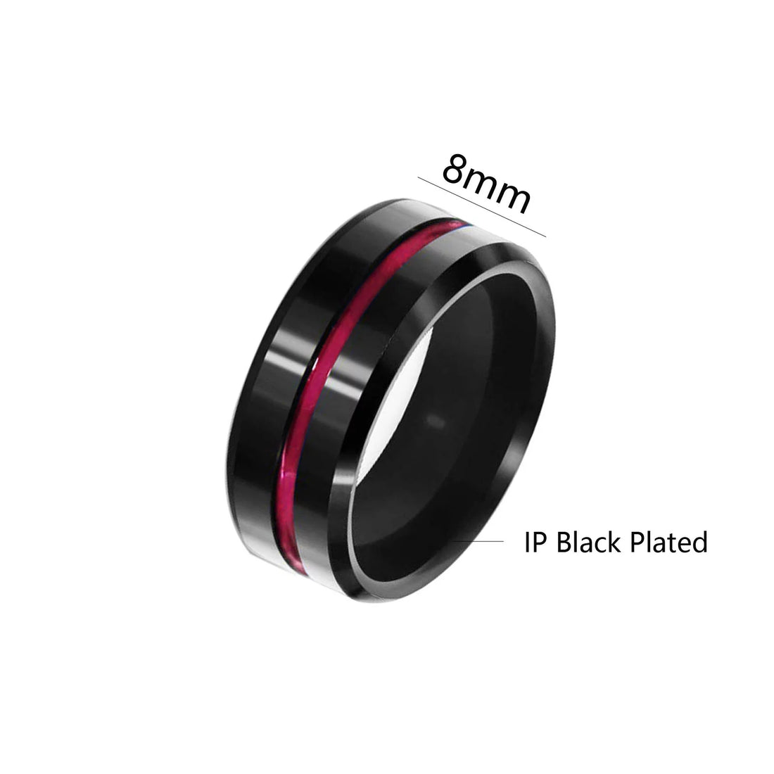 Matching Couple Rings Black Gold Plated 1CT Red CZ Wedding Ring Set – Titanium Men’s Band &amp; Women’s Ring