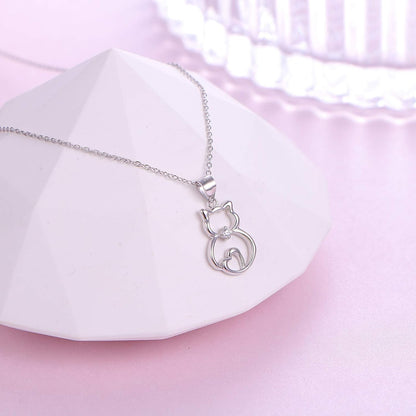 Cat Necklace – Sterling Silver Animal Pendant Necklace for Women | Cute &amp; Elegant Jewelry Gift