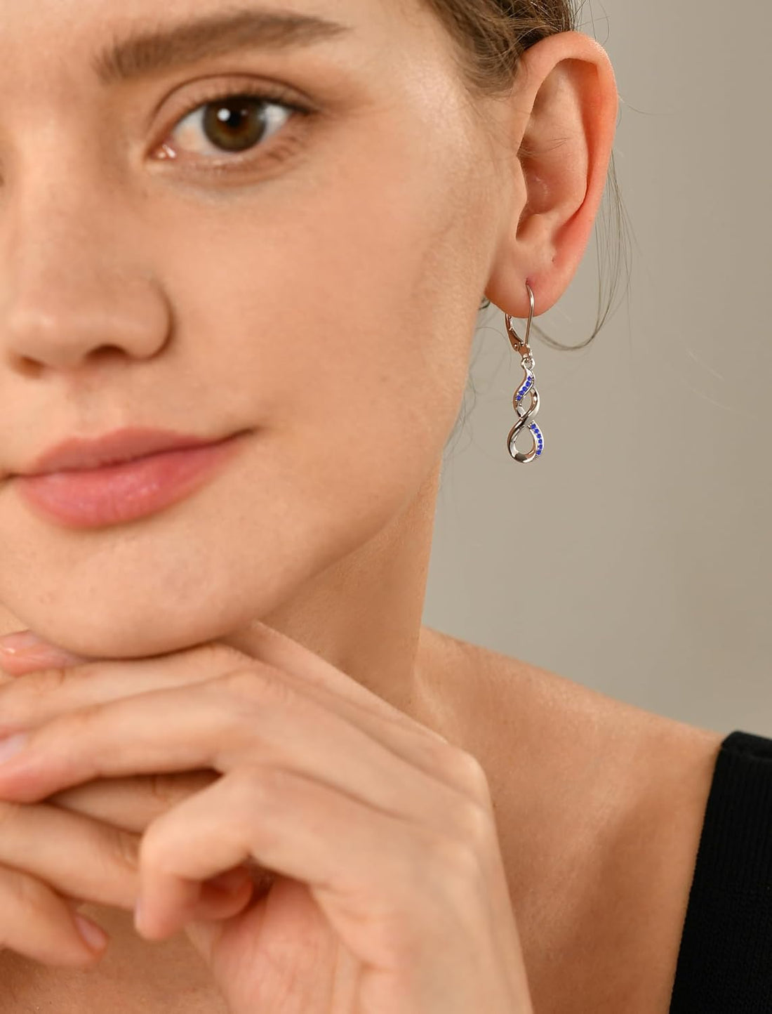 Infinity Dangle Drop Earrings – 925 Sterling Silver Leverback Birthstone Jewelry for Women