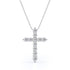 Shared-Prong 0.10 TCW Round Shape Diamond Pave Style Cross Pendant Necklace – 18K White Gold Plated over Sterling Silver