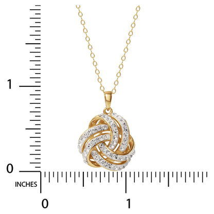 Fine Women’s Love Knot 18K Gold Crystal Pendant &amp; Earring Set – Elegant Jewelry Gift