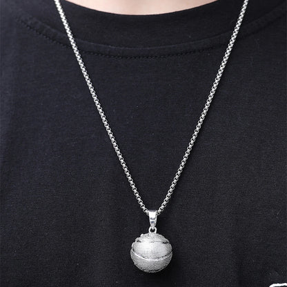🏀 Christmas Deals – Basketball Pendant Necklace Stainless Steel Hollow Ball Sports Jewelry Gift for Men, Women &amp; Teens