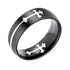 Men’s Religious Maltese Fleur De Lis Cross Wedding Band Ring – Black Stainless Steel | Christian Faith Jewelry