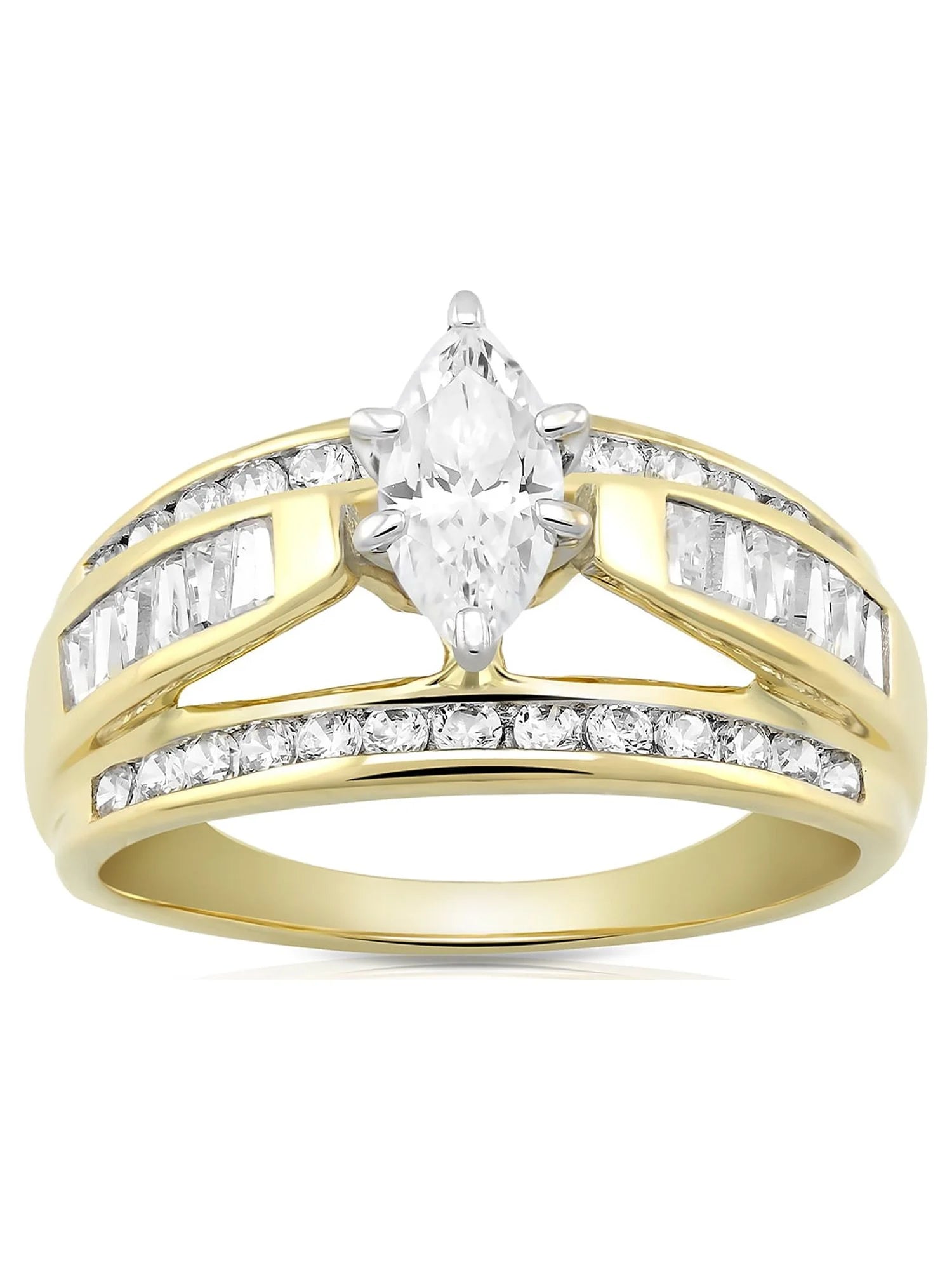 10K Yellow Gold Simulated Diamond Marquise Engagement Ring – Brilliance Fine Jewelry