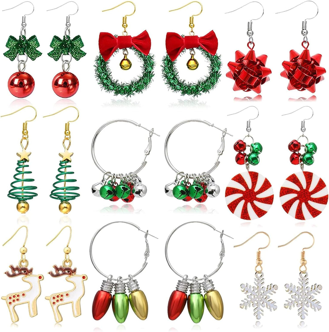 🎄 Christmas Earrings for Women – Holiday Jewelry Gift Set 2025  Festive Stocking Stuffers for Teen Girls &amp; Women | Jingle Bells, Tree, Deer, Santa, Candy, Bow &amp; Snowflake Designs
