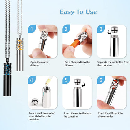 2PCS Essential Oil Diffuser Necklaces for Women – Stainless Steel Aromatherapy Pendant Lockets with 20 Felt Pads | Mother&